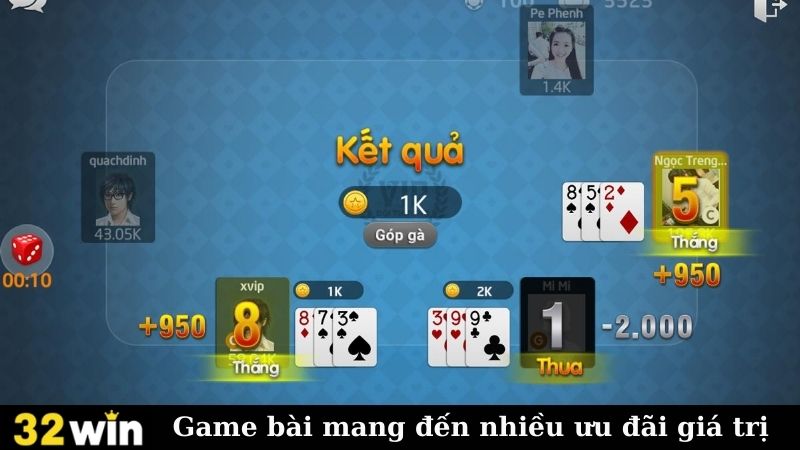 Game bài mang đến nhiều ưu đãi cực giá trị