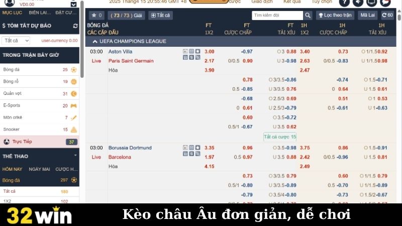 Kèo châu Âu đơn giản, dễ chơi