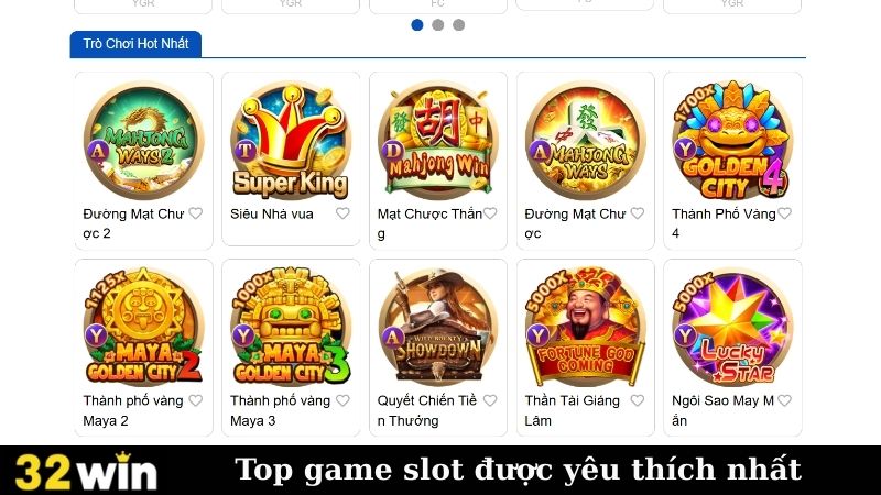 Top game slot được yêu thích nhất