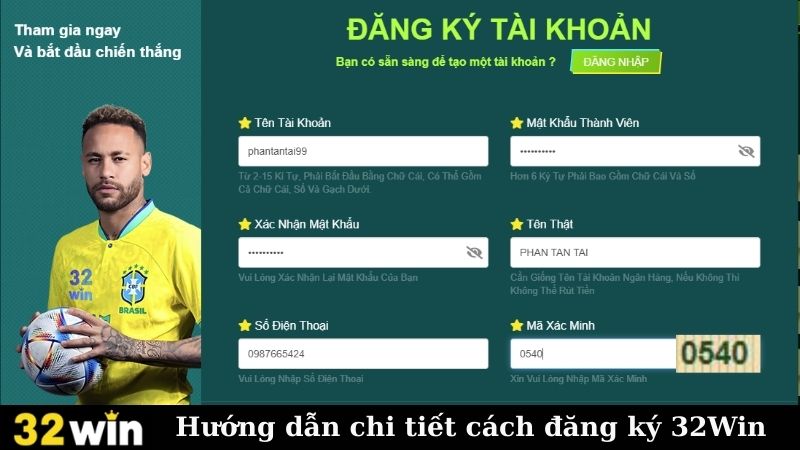 Hướng dẫn chi tiết cách đăng ký 32Win